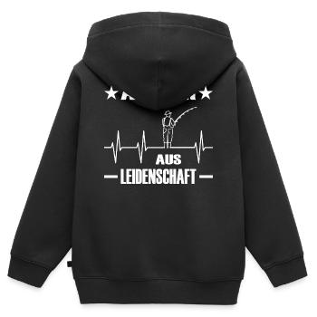 Angeln - Kinder Premium Organic Zip Hoodie - Schwarz - Hinten - AI Model Kid Male (0cm)