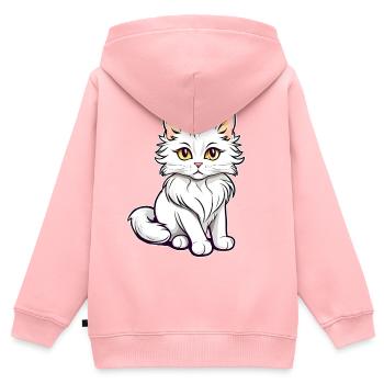 Niedliche weiße Maine Coon Katze - Kinder Premium Organic Zip Hoodie - Rosa - Hinten - AI Model Kid Female (0cm)
