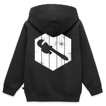 Croquis de clé à pipe - Sweat Premium à capuche zippé enfant bio - noir - Dos - AI Model Kid Male (0cm)