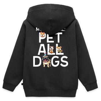 Mein Lebensziel ist es, alle Hunde zu streicheln - Kinder Premium Organic Zip Hoodie - Schwarz - Hinten - AI Model Kid Male (0cm)