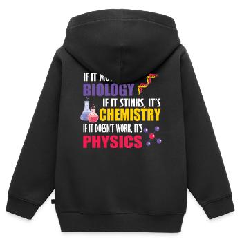 Wenn es sich bewegt, ist es Biologie, Chemie, Physik, lustig - Kinder Premium Organic Zip Hoodie - Schwarz - Hinten - AI Model Kid Male (0cm)