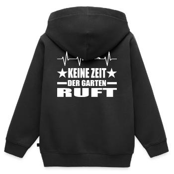 Garten - Kinder Premium Organic Zip Hoodie - Schwarz - Hinten - AI Model Kid Male (0cm)