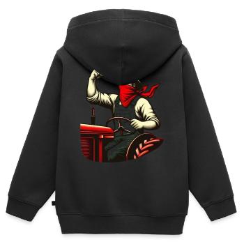 Révolutionnaire Rural - Sweat Premium à capuche zippé enfant bio - noir - Dos - AI Model Kid Male (0cm)