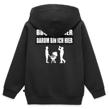 BBQ - Kinder Premium Organic Zip Hoodie - Schwarz - Hinten - AI Model Kid Male (0cm)