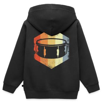 Caisse claire Vintage - Sweat Premium à capuche zippé enfant bio - noir - Dos - AI Model Kid Male (0cm)
