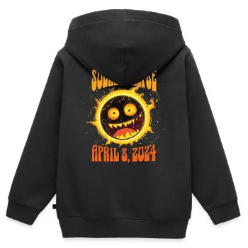 Éclipse solaire 8 avril 2024 Éclipse totale de Soleil - Sweat Premium à capuche zippé enfant bio - noir - Dos - AI Model Kid Male (0cm)