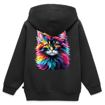 Cat Cat Rainbow Cute Kids - Kids Premium Organic Zip-up Hoodie - black - Back - AI Model Kid Male (0cm)