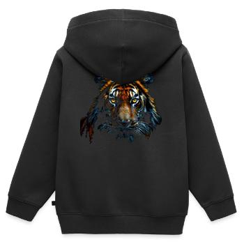 Tête de tigre - Sweat Premium à capuche zippé enfant bio - noir - Dos - AI Model Kid Male (0cm)
