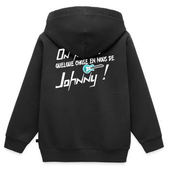 On a tous quelque chose en nous de Johnny - Sweat Premium à capuche zippé enfant bio - noir - Dos - AI Model Kid Male (0cm)