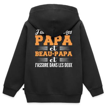 I Have Two Titles Daddy And Step-Dad Humor Gift - Kids Premium Organic Zip-up Hoodie - black - Back - AI Model Kid Male (0cm)