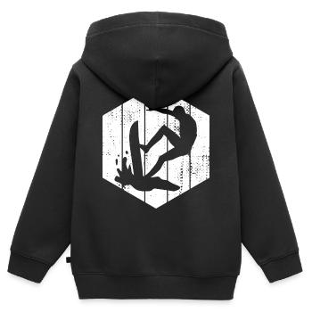 Wellenreiter Skizze - Kinder Premium Organic Zip Hoodie - Schwarz - Hinten - AI Model Kid Male (0cm)