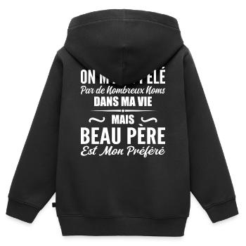 Genannt aber Schwiegervater, Schwiegervater Geschenk - Kinder Premium Organic Zip Hoodie - Schwarz - Hinten - AI Model Kid Male (0cm)
