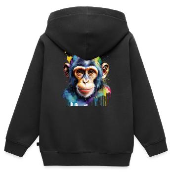 Singe Couleur Puanteur Cool Cool - Sweat Premium à capuche zippé enfant bio - noir - Dos - AI Model Kid Male (0cm)