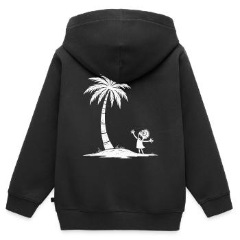 Insel - Kinder Premium Organic Zip Hoodie - Schwarz - Hinten - AI Model Kid Male (0cm)