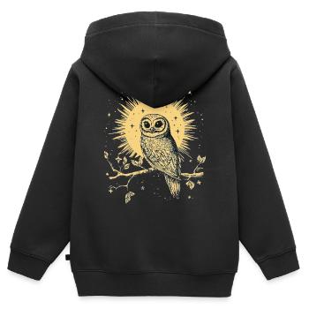 Eule Uhu Vogel Nachtvogel Tier Nacht Mond Natur - Kinder Premium Organic Zip Hoodie - Schwarz - Hinten - AI Model Kid Male (0cm)