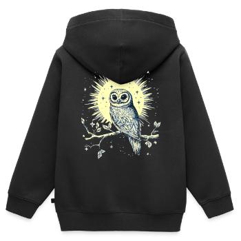 Eule Uhu Vogel Nachtvogel Tier Nacht Mond Natur - Kinder Premium Organic Zip Hoodie - Schwarz - Hinten - AI Model Kid Male (0cm)