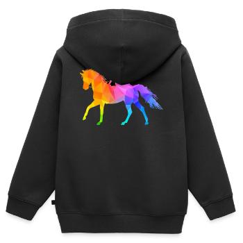 Voltige acrobatie équitation cheval coloré - Sweat Premium à capuche zippé enfant bio - noir - Dos - AI Model Kid Male (0cm)