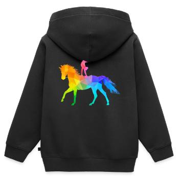 Voltigieren Akrobatik Reitsport Reiten Pferd bunt - Kinder Premium Organic Zip Hoodie - Schwarz - Hinten - AI Model Kid Male (0cm)