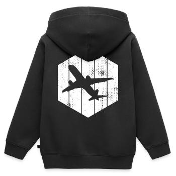 Flugzeuge Skizze - Kinder Premium Organic Zip Hoodie - Schwarz - Hinten - AI Model Kid Male (0cm)