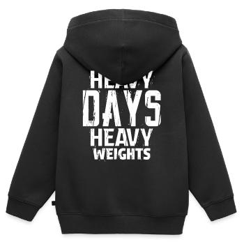 Jours lourds Poids lourds Motivation Amateur de gym Gif - Sweat Premium à capuche zippé enfant bio - noir - Dos - AI Model Kid Male (0cm)