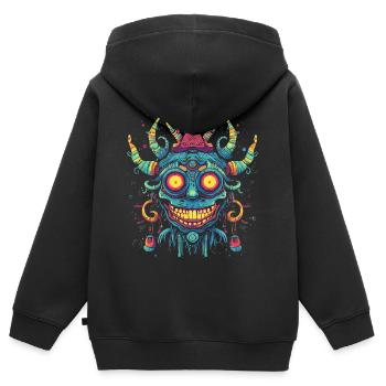 Schamanen-Maske - Kinder Premium Organic Zip Hoodie - Schwarz - Hinten - AI Model Kid Male (0cm)