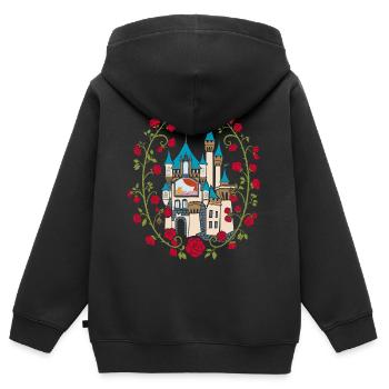 Château de la Belle au bois dormant Conte de fées - Sweat Premium à capuche zippé enfant bio - noir - Dos - AI Model Kid Male (0cm)