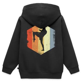 Vintage Kickboxer - Sweat Premium à capuche zippé enfant bio - noir - Dos - AI Model Kid Male (0cm)