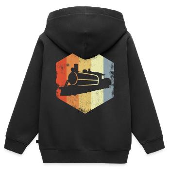 Retro Dampflokomotive - Kinder Premium Organic Zip Hoodie - Schwarz - Hinten - AI Model Kid Male (0cm)