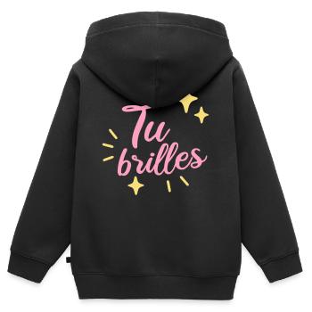 Tu brilles positif Kawaii - Sweat Premium à capuche zippé enfant bio - noir - Dos - AI Model Kid Male (0cm)