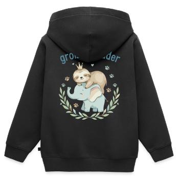Big Brother Sloth & Elephant - Kids Premium Organic Zip-up Hoodie - black - Back - AI Model Kid Male (0cm)