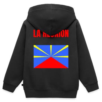 T-Shirt mit Vulkanflagge auf der Insel La Réunion - Kinder Premium Organic Zip Hoodie - Schwarz - Hinten - AI Model Kid Male (0cm)