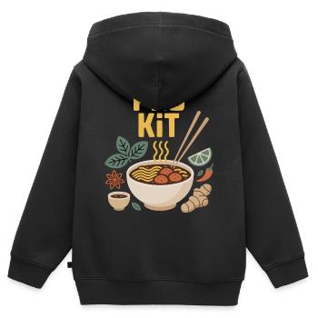 Mélange de kit Pho - Sweat Premium à capuche zippé enfant bio - noir - Dos - AI Model Kid Male (0cm)