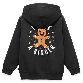 J’adore un gingembre - Sweat Premium à capuche zippé enfant bio - noir - Dos - AI Model Kid Male (0cm)