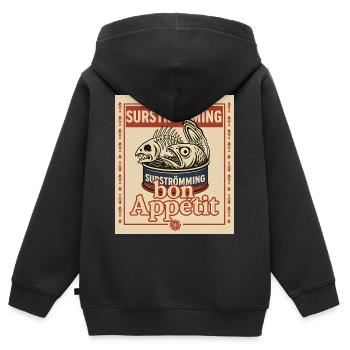 Surströmming Défi Audacieux - Sweat Premium à capuche zippé enfant bio - noir - Dos - AI Model Kid Male (0cm)