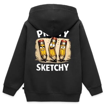 Crayons assez louches Plutôt louches - Sweat Premium à capuche zippé enfant bio - noir - Dos - AI Model Kid Male (0cm)