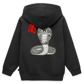 Cobra Asiatisch - Kinder Premium Organic Zip Hoodie - Schwarz - Hinten - AI Model Kid Male (0cm)
