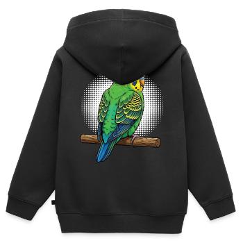 Wellensittich Wellensittichbesitzer Wellensittiche - Kinder Premium Organic Zip Hoodie - Schwarz - Hinten - AI Model Kid Male (0cm)