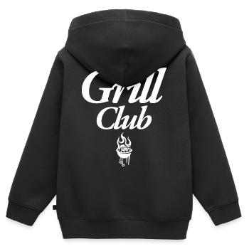Grill Club - Kinder Premium Organic Zip Hoodie - Schwarz - Hinten - AI Model Kid Male (0cm)
