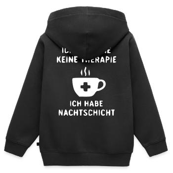 NachtSchicht Humour Pas de thérapie - Sweat Premium à capuche zippé enfant bio - noir - Dos - AI Model Kid Male (0cm)