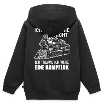Ich Schnarche Nicht Ich Träume Ich Wäre Eine Lok - Kinder Premium Organic Zip Hoodie - Schwarz - Hinten - AI Model Kid Male (0cm)