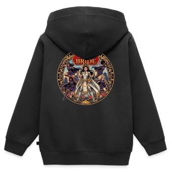 Team Bride Kriegerin Blumen - Kinder Premium Organic Zip Hoodie - Schwarz - Hinten - AI Model Kid Male (0cm)