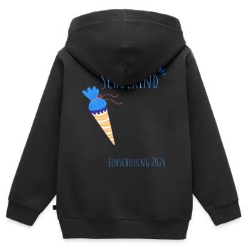 Schulkind Einschulung 2026 personalisierbar - Kinder Premium Organic Zip Hoodie - Schwarz - Hinten - AI Model Kid Male (0cm)