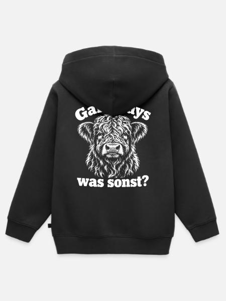 Galloway Kuh Was Sonst? - Kinder Premium Organic Zip Hoodie - Schwarz