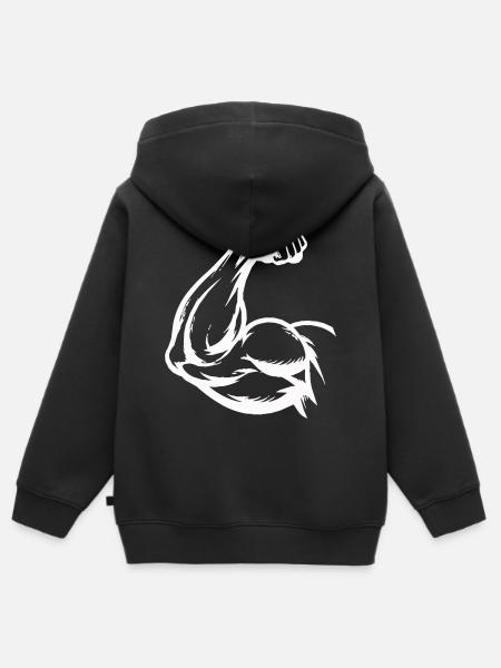 Bizeps Silhouette - Kinder Premium Organic Zip Hoodie - Schwarz