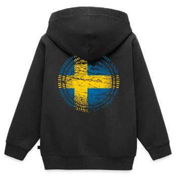 Suède - Sweat Premium à capuche zippé enfant bio - noir - Dos - AI Model Kid Male (0cm)