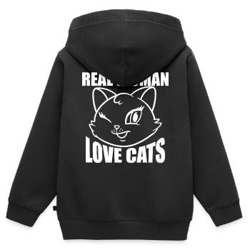 REAL WOMEN LOVE CATS - Kinder Premium Organic Zip Hoodie - Schwarz - Hinten - AI Model Kid Male (0cm)