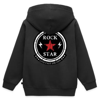 ROCK STAR - Kinder Premium Organic Zip Hoodie - Schwarz - Hinten - AI Model Kid Male (0cm)