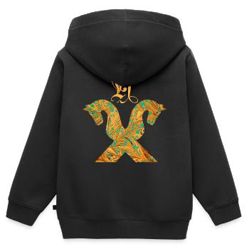 cheval pignon e 95 h - Sweat Premium à capuche zippé enfant bio - noir - Dos - AI Model Kid Male (0cm)