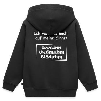 Verlasse dich auf deine Sinne! - Kinder Premium Organic Zip Hoodie - Schwarz - Hinten - AI Model Kid Male (0cm)