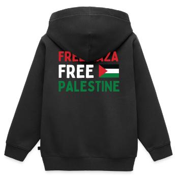 FREI FÜR Gaza FREI für Palästina - Kinder Premium Organic Zip Hoodie - Schwarz - Hinten - AI Model Kid Male (0cm)
